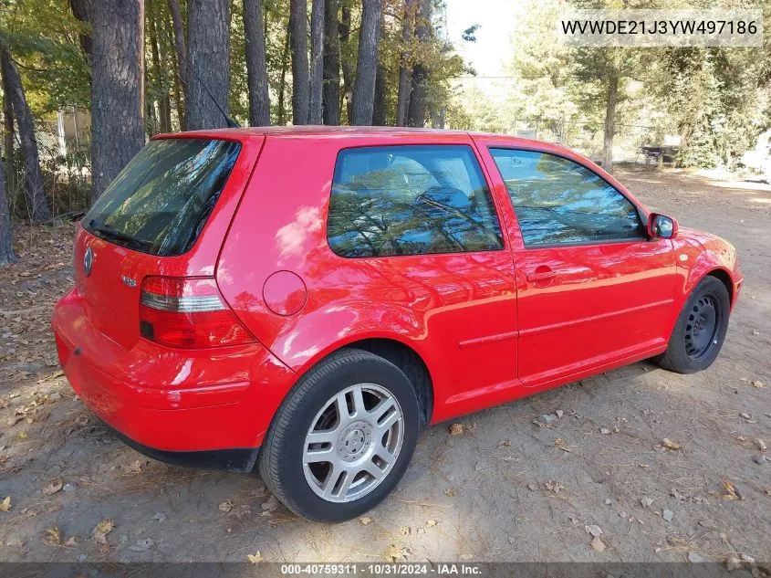 2000 Volkswagen Gti Glx VIN: WVWDE21J3YW497186 Lot: 40759311