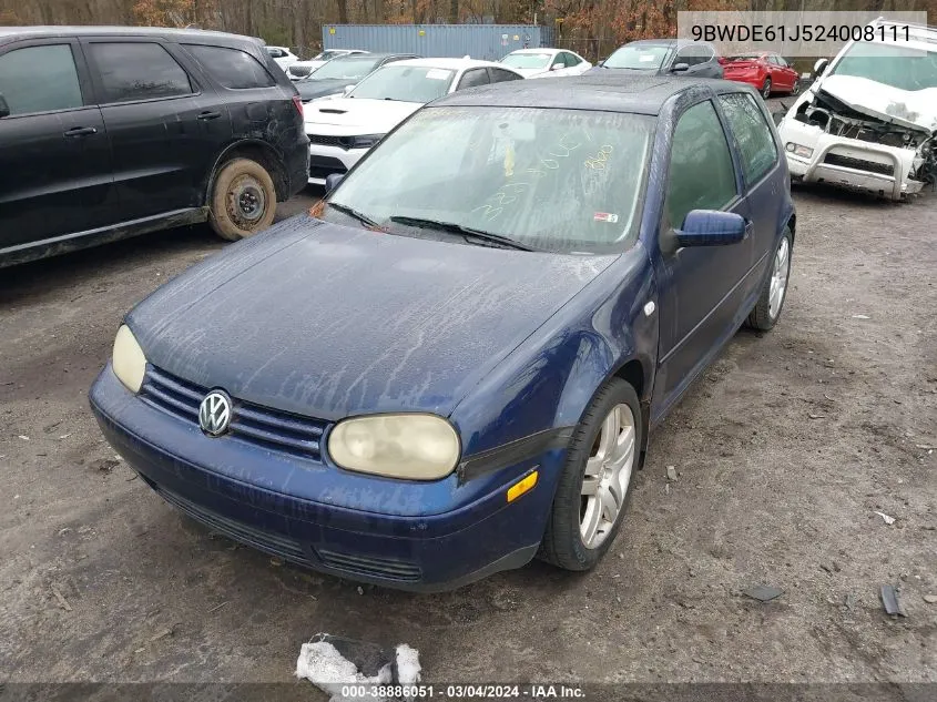 2002 Volkswagen Gti 1.8L (A5) VIN: 9BWDE61J524008111 Lot: 38886051