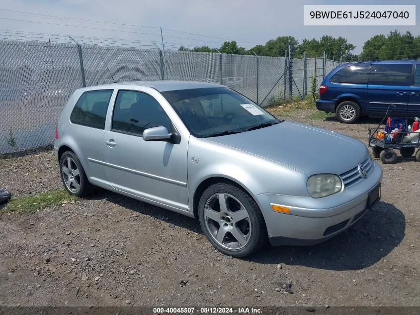 2002 Volkswagen Gti 1.8L VIN: 9BWDE61J524047040 Lot: 40045507