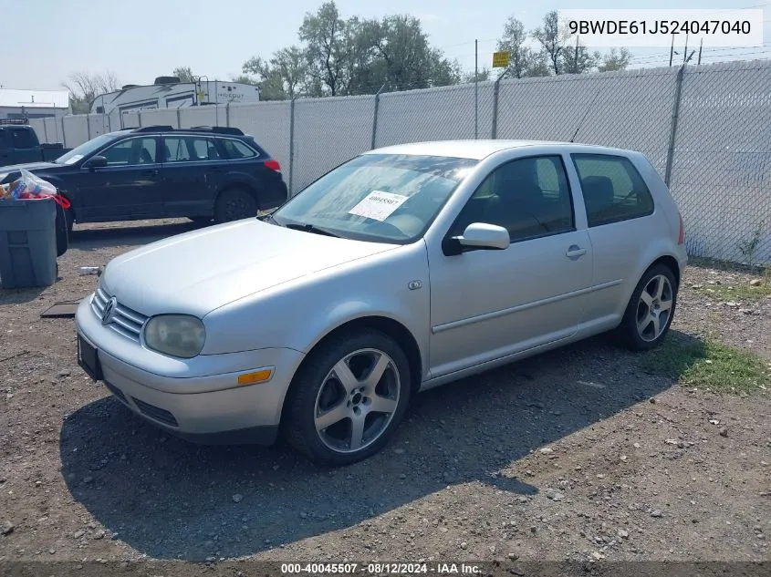 2002 Volkswagen Gti 1.8L VIN: 9BWDE61J524047040 Lot: 40045507