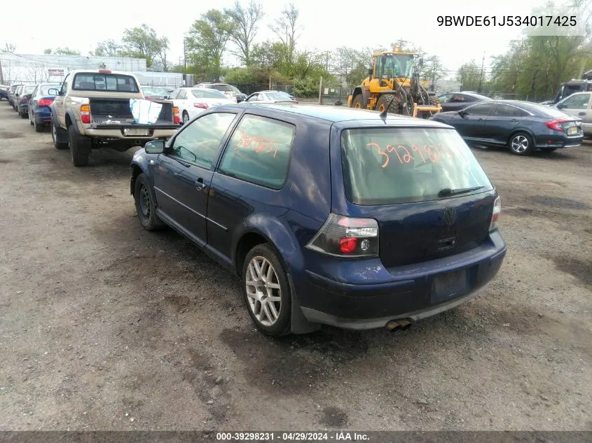 9BWDE61J534017425 2003 Volkswagen Gti 1.8T