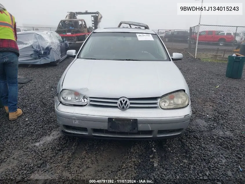 2003 Volkswagen Gti Vr6 VIN: 9BWDH61J134015243 Lot: 40791392