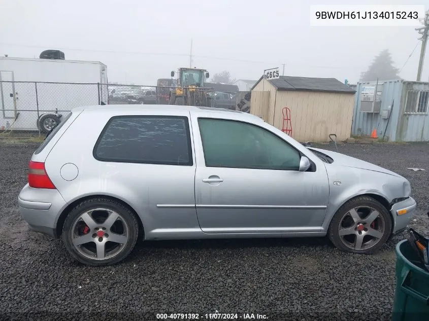 2003 Volkswagen Gti Vr6 VIN: 9BWDH61J134015243 Lot: 40791392