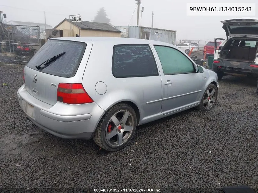 2003 Volkswagen Gti Vr6 VIN: 9BWDH61J134015243 Lot: 40791392