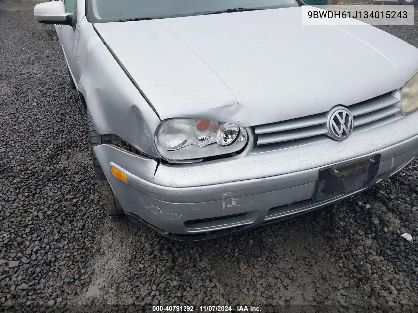 2003 Volkswagen Gti Vr6 VIN: 9BWDH61J134015243 Lot: 40791392