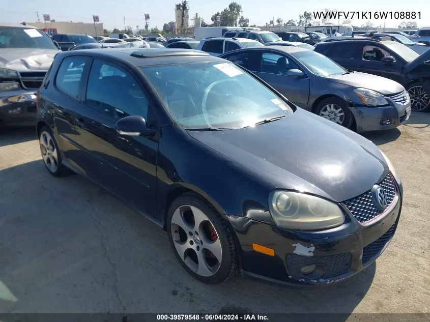 WVWFV71K16W108881 2006 Volkswagen Gti 2-Door