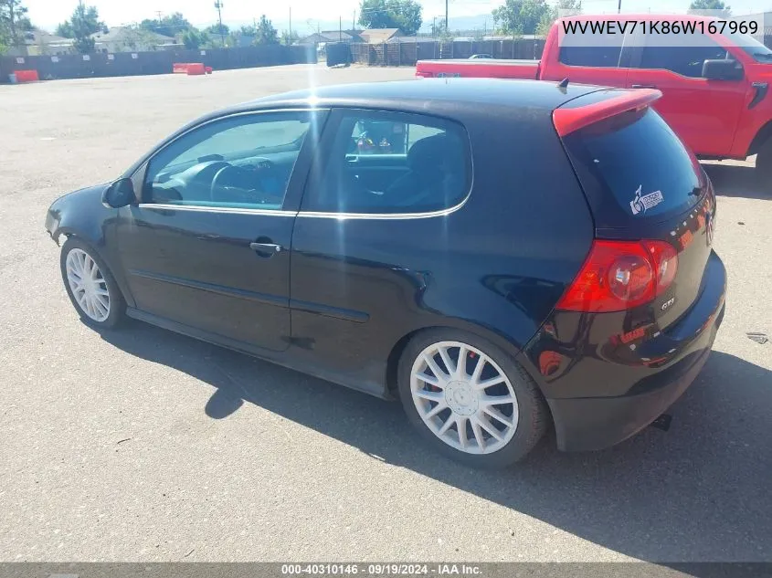 2006 Volkswagen Gti 2-Door VIN: WVWEV71K86W167969 Lot: 40310146