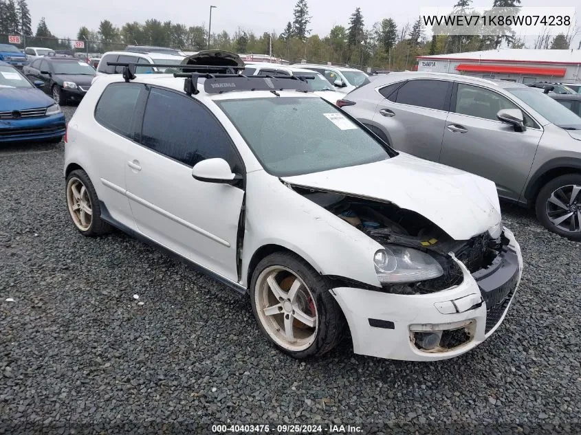 2006 Volkswagen Gti 2-Door VIN: WVWEV71K86W074238 Lot: 40403475