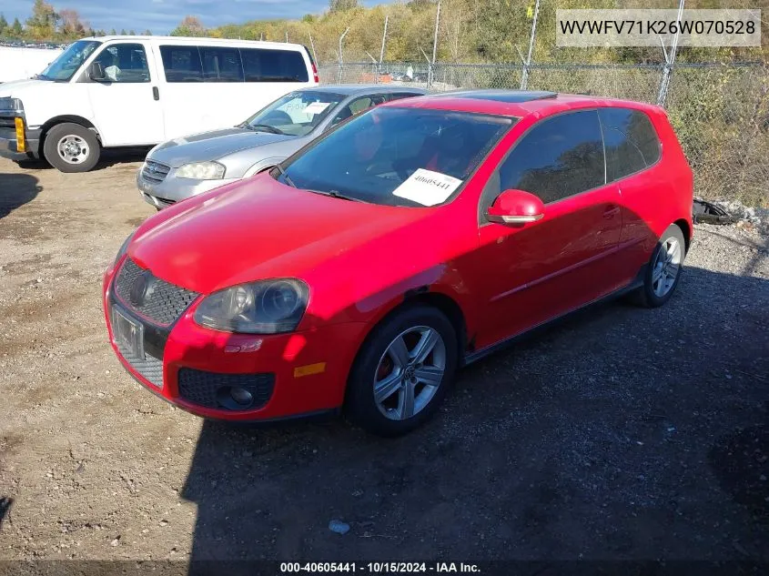 2006 Volkswagen Gti 2-Door VIN: WVWFV71K26W070528 Lot: 40605441