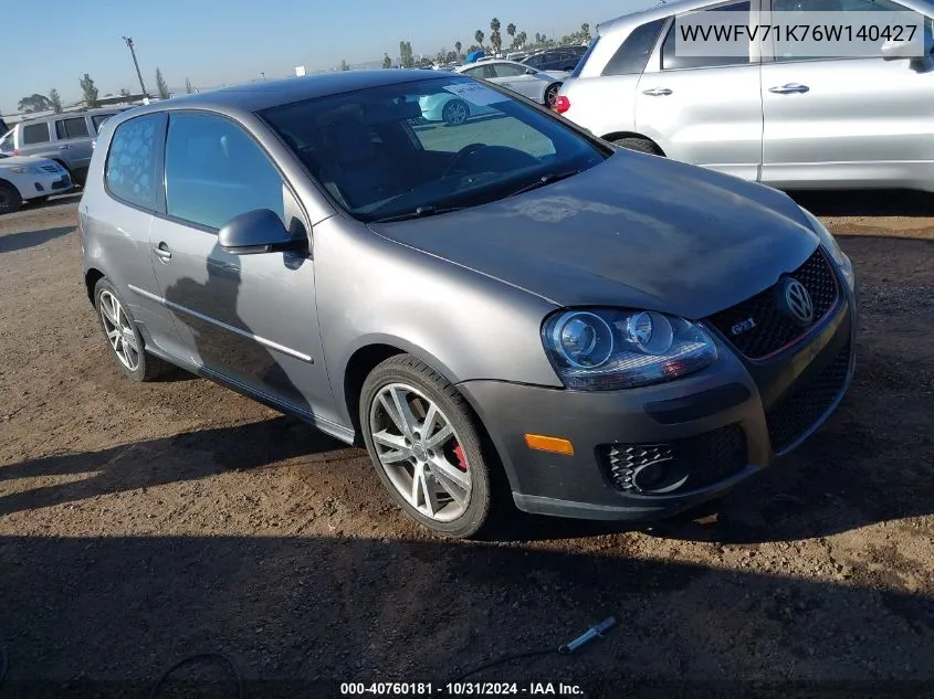 2006 Volkswagen Gti 2-Door VIN: WVWFV71K76W140427 Lot: 40760181