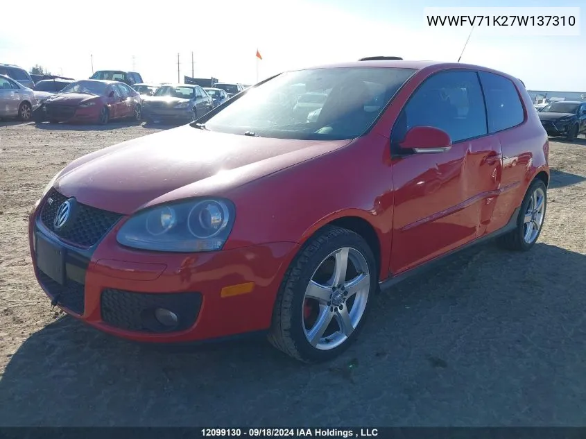 2007 Volkswagen Gti VIN: WVWFV71K27W137310 Lot: 12099130