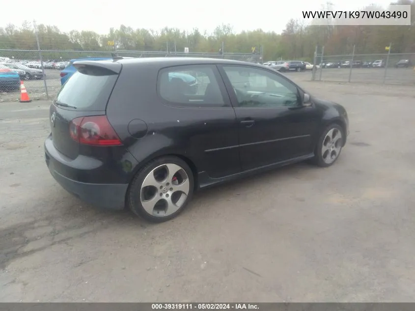 WVWFV71K97W043490 2007 Volkswagen Gti 2-Door