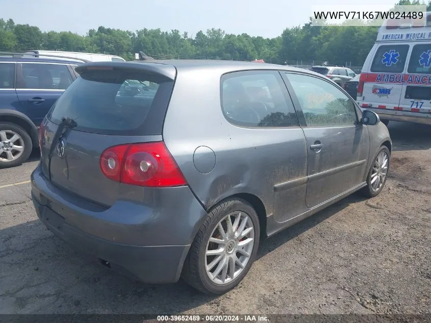 2007 Volkswagen Gti 2-Door/Fahrenheit VIN: WVWFV71K67W024489 Lot: 39652489