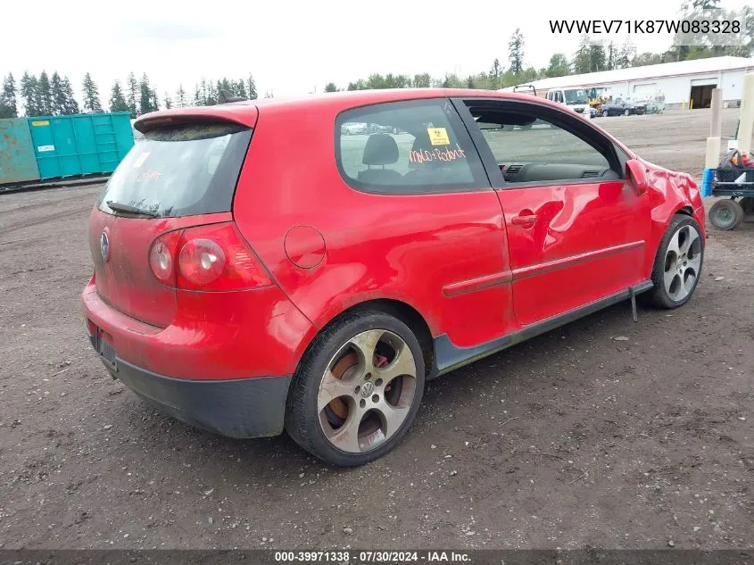 2007 Volkswagen Gti 2-Door VIN: WVWEV71K87W083328 Lot: 39971338