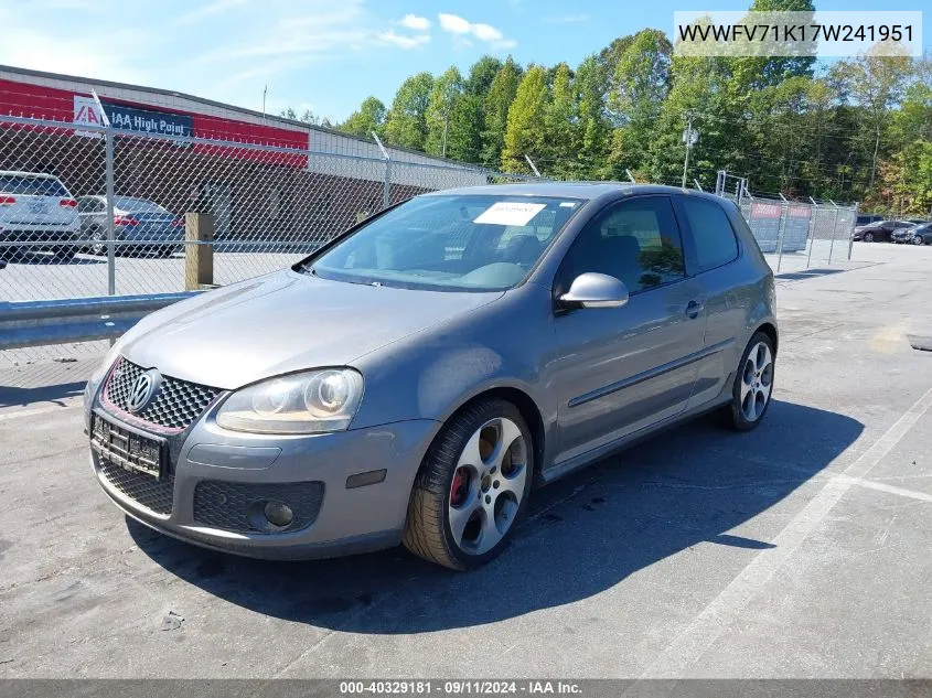 2007 Volkswagen New Gti Fahrenheit VIN: WVWFV71K17W241951 Lot: 40329181