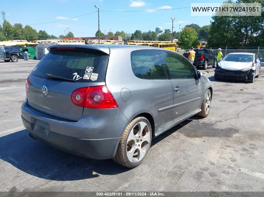 2007 Volkswagen New Gti Fahrenheit VIN: WVWFV71K17W241951 Lot: 40329181