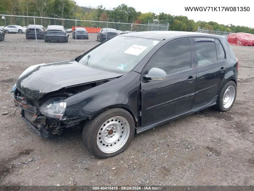 2007 Volkswagen Gti 4-Door VIN: WVWGV71K17W081350 Lot: 40415415