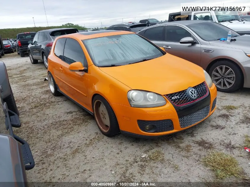 2007 Volkswagen New Gti Fahrenheit VIN: WVWFV71K77W156967 Lot: 40509867