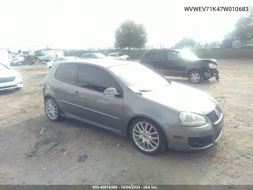 2007 Volkswagen Gti 2-Door VIN: WVWEV71K47W010683 Lot: 40516365