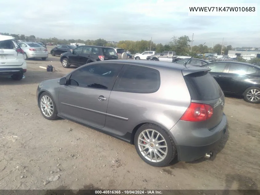 2007 Volkswagen Gti 2-Door VIN: WVWEV71K47W010683 Lot: 40516365