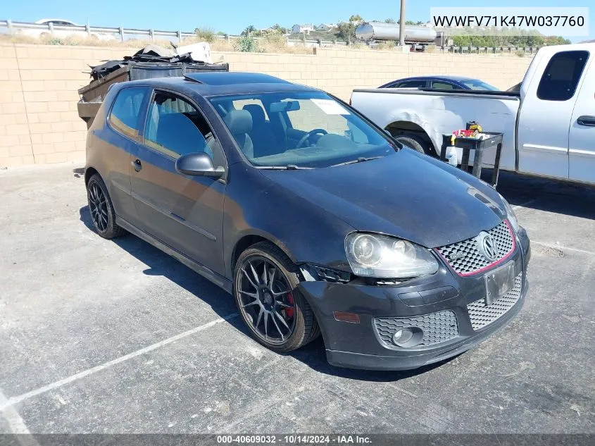 2007 Volkswagen Gti 2-Door VIN: WVWFV71K47W037760 Lot: 40609032