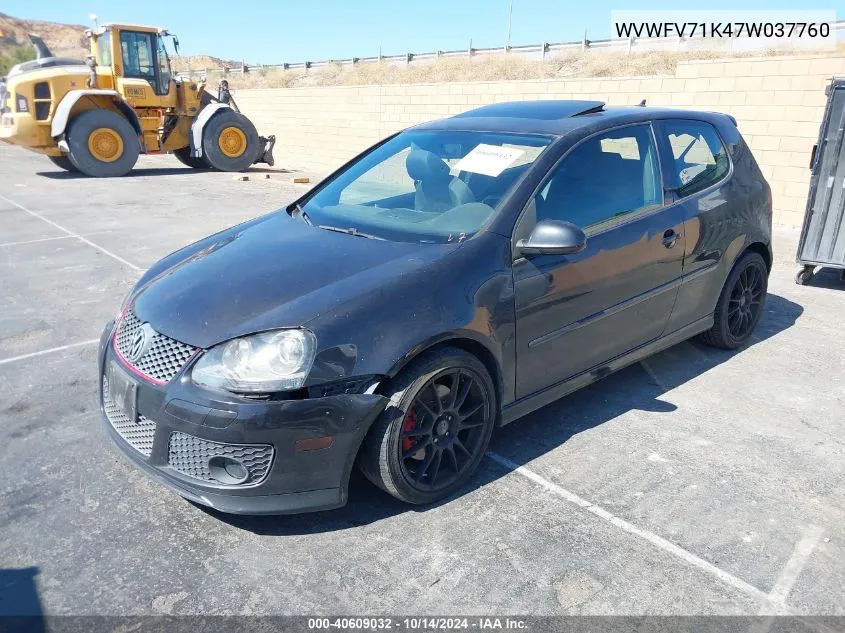 2007 Volkswagen Gti 2-Door VIN: WVWFV71K47W037760 Lot: 40609032