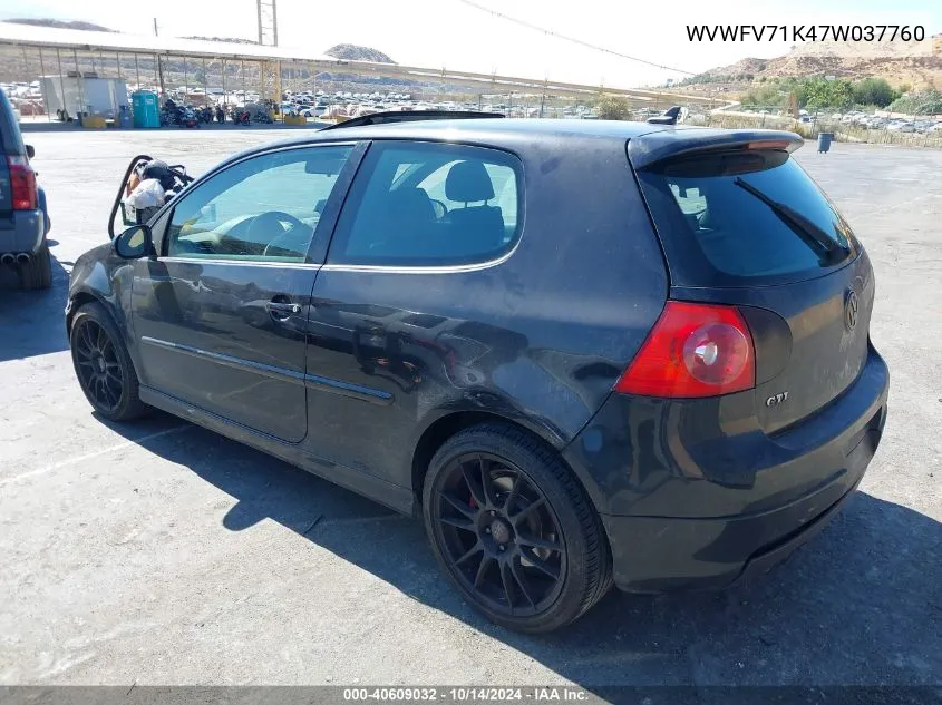 2007 Volkswagen Gti 2-Door VIN: WVWFV71K47W037760 Lot: 40609032