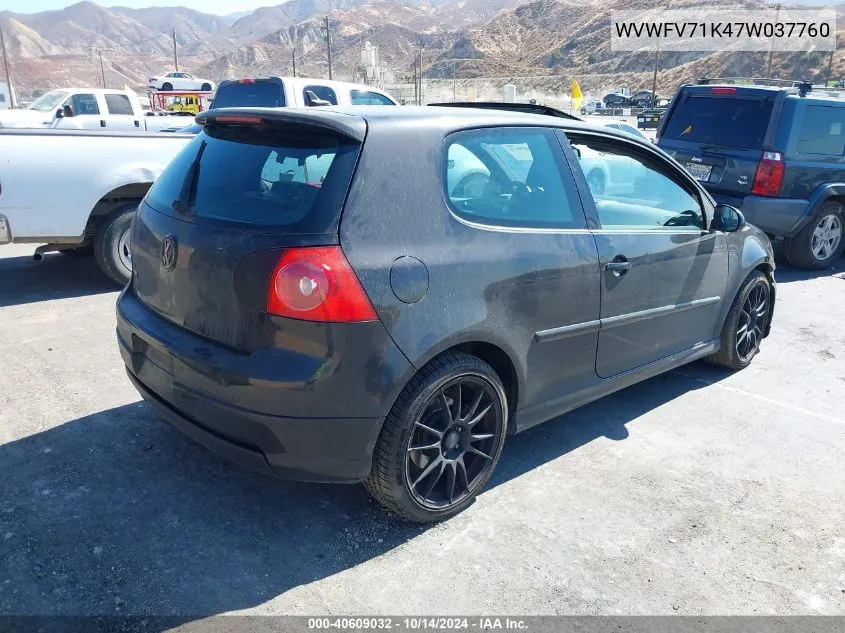 2007 Volkswagen Gti 2-Door VIN: WVWFV71K47W037760 Lot: 40609032