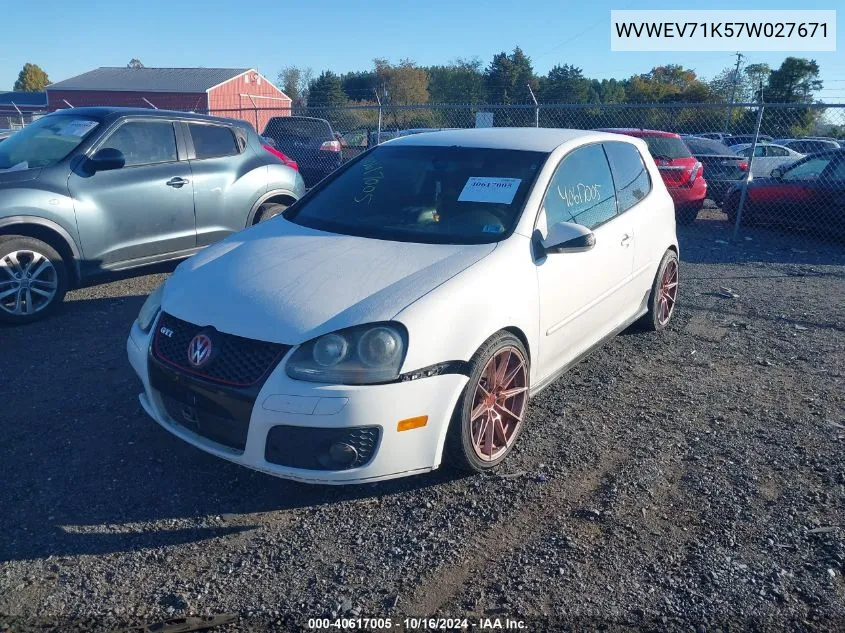 2007 Volkswagen Gti 2-Door VIN: WVWEV71K57W027671 Lot: 40617005