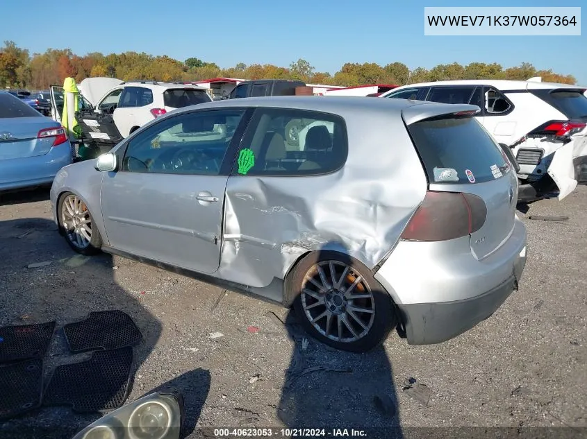 2007 Volkswagen New Gti VIN: WVWEV71K37W057364 Lot: 40623053