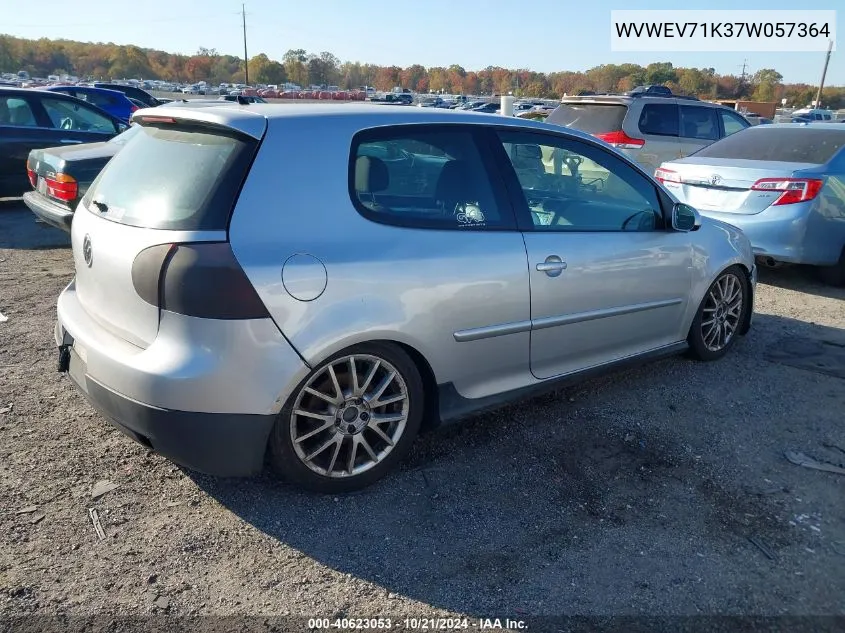 2007 Volkswagen New Gti VIN: WVWEV71K37W057364 Lot: 40623053