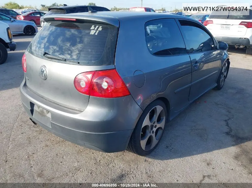 2007 Volkswagen Gti 2-Door VIN: WVWEV71K27W054374 Lot: 40696895