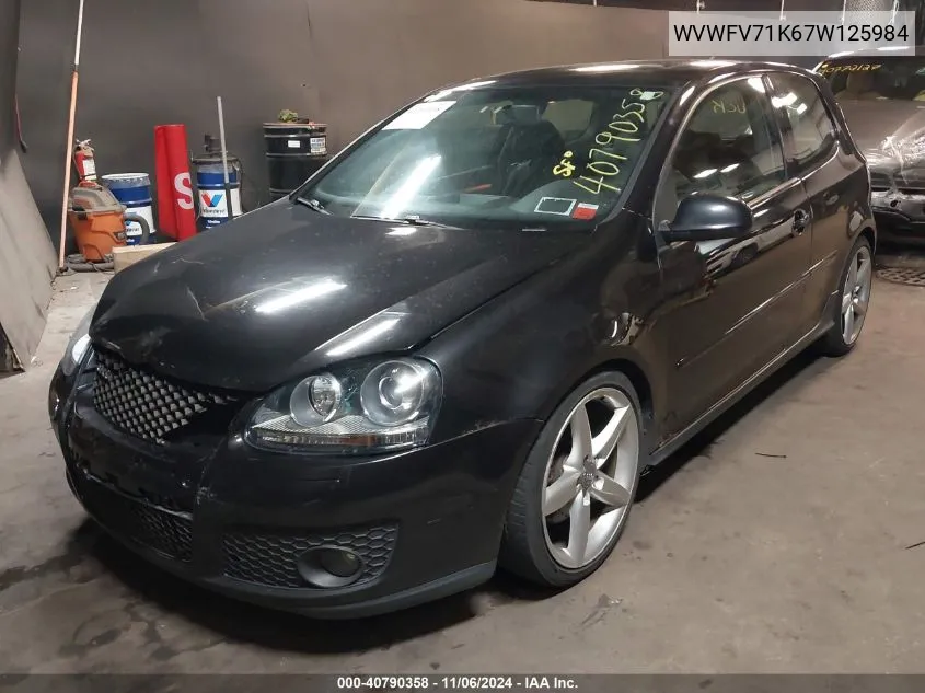 2007 Volkswagen Gti 2-Door VIN: WVWFV71K67W125984 Lot: 40790358