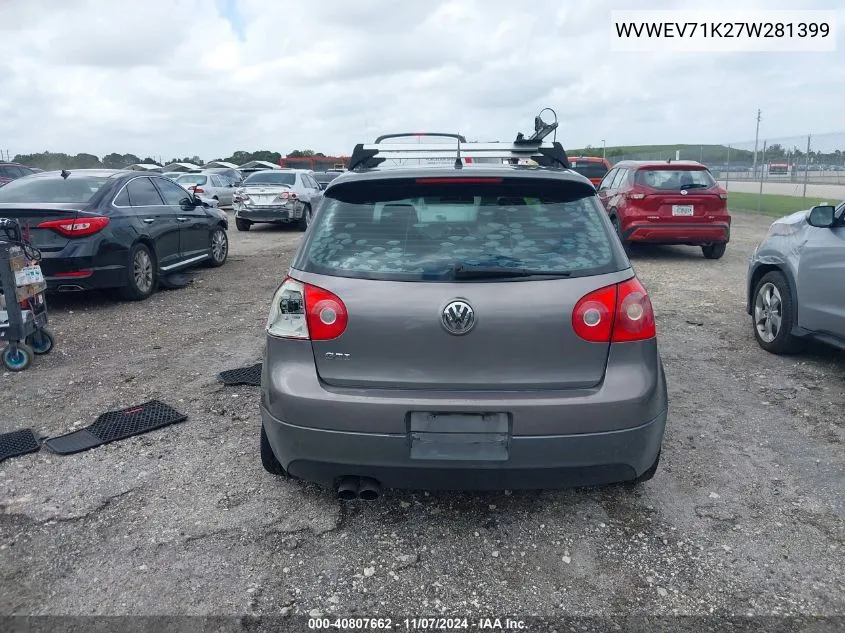 2007 Volkswagen Gti 2-Door VIN: WVWEV71K27W281399 Lot: 40807662