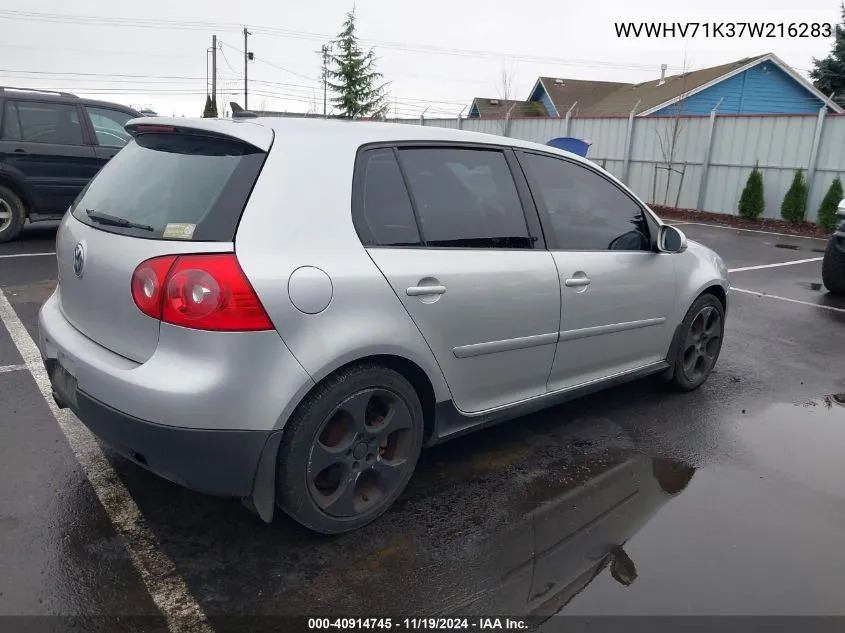 2007 Volkswagen Gti 4-Door VIN: WVWHV71K37W216283 Lot: 40914745