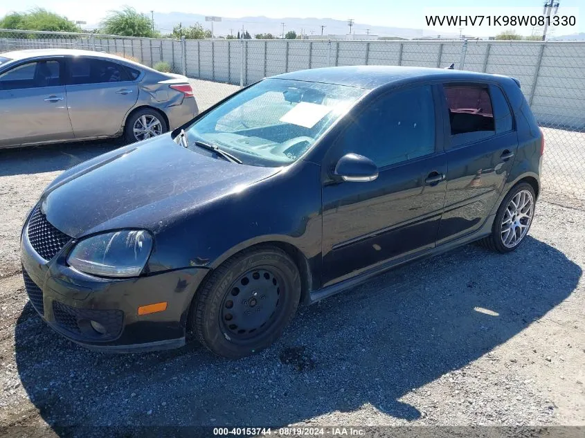 2008 Volkswagen Gti 4-Door VIN: WVWHV71K98W081330 Lot: 40153744