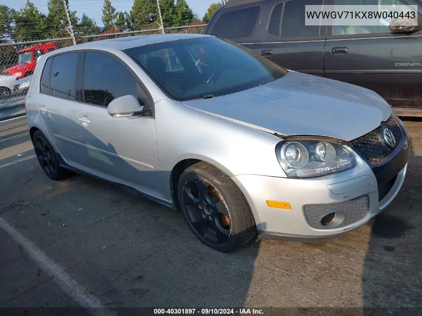 2008 Volkswagen Gti 4-Door VIN: WVWGV71KX8W040443 Lot: 40301897