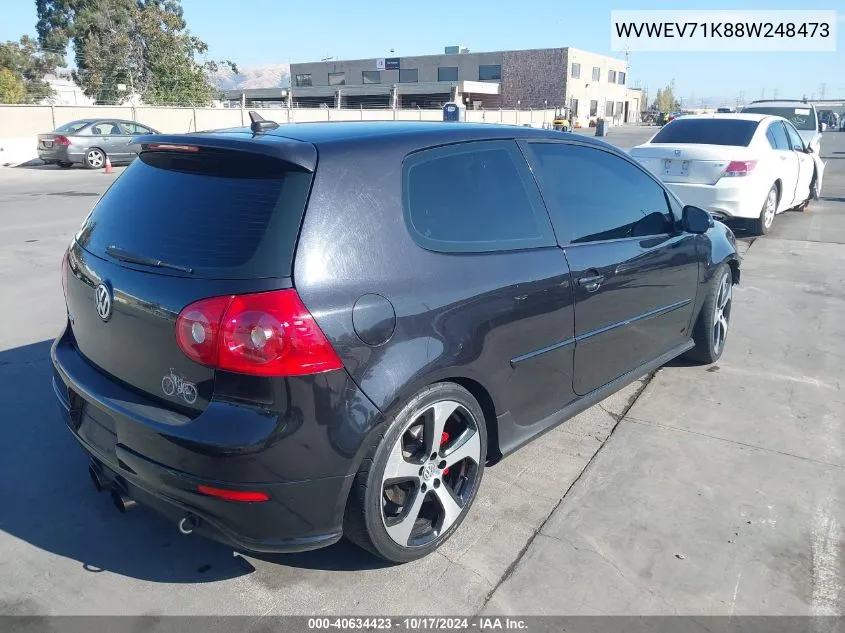 2008 Volkswagen Gti 2-Door VIN: WVWEV71K88W248473 Lot: 40634423