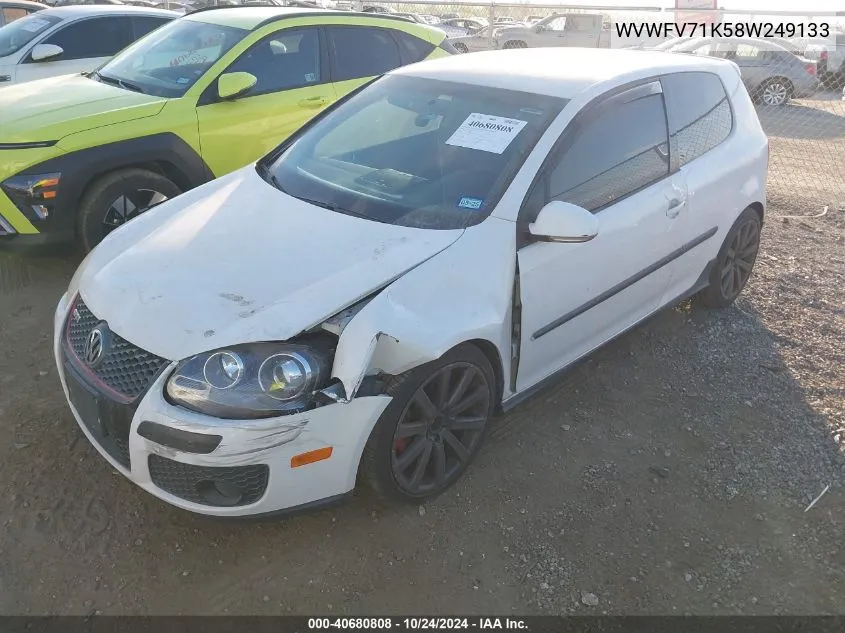 2008 Volkswagen Gti VIN: WVWFV71K58W249133 Lot: 40680808