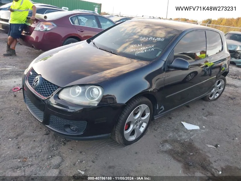 2008 Volkswagen Gti 2-Door VIN: WVWFV71K48W273231 Lot: 40786188