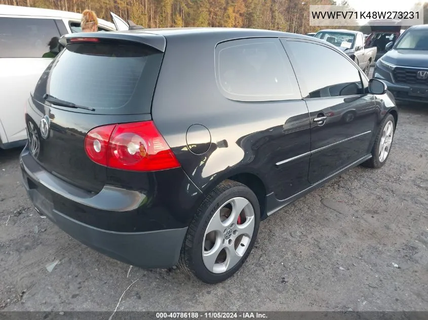 2008 Volkswagen Gti 2-Door VIN: WVWFV71K48W273231 Lot: 40786188