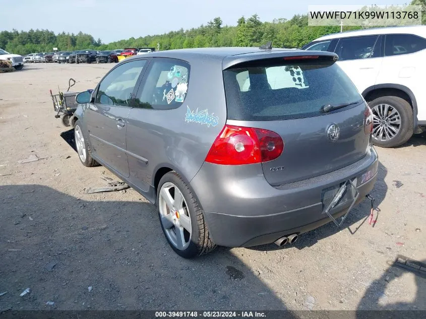 2009 Volkswagen Gti 2-Door VIN: WVWFD71K99W113768 Lot: 39491748