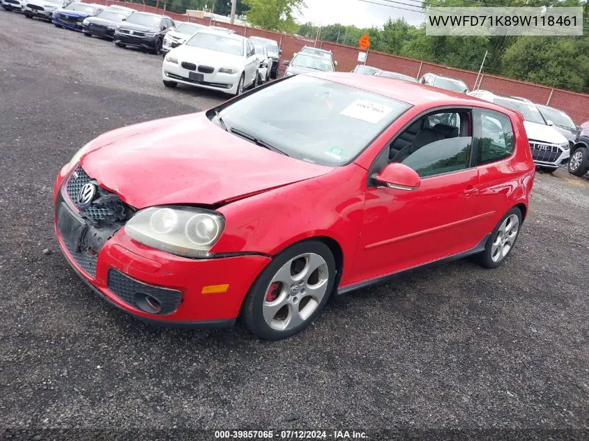 2009 Volkswagen Gti 2-Door VIN: WVWFD71K89W118461 Lot: 39857065