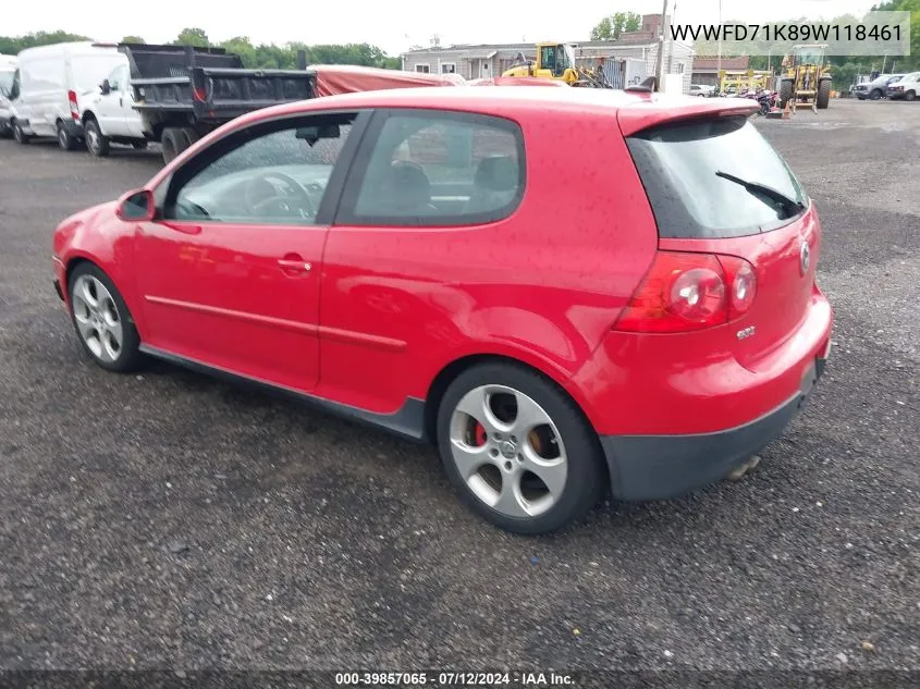 2009 Volkswagen Gti 2-Door VIN: WVWFD71K89W118461 Lot: 39857065