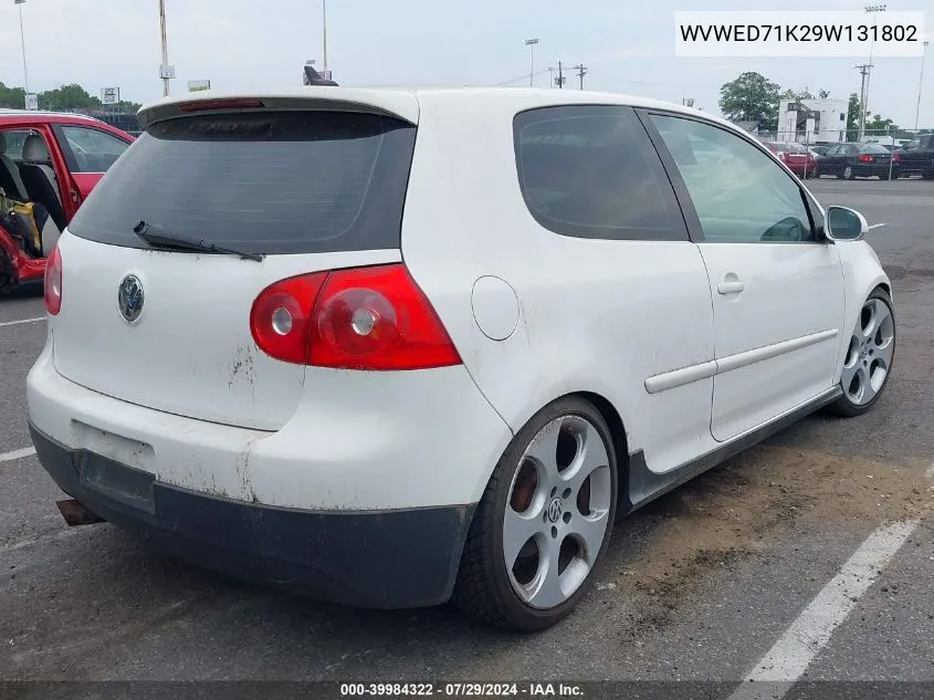 2009 Volkswagen Gti 2-Door VIN: WVWED71K29W131802 Lot: 39984322