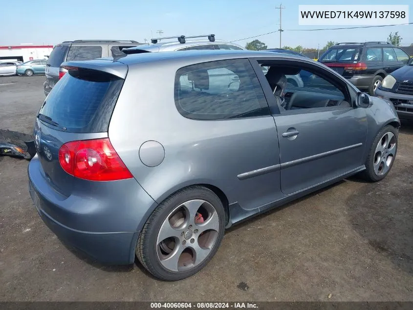 WVWED71K49W137598 2009 Volkswagen Gti 2-Door