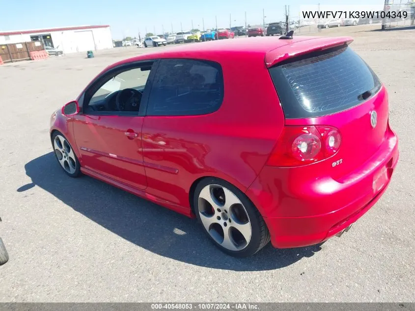 WVWFV71K39W104349 2009 Volkswagen Gti 2-Door