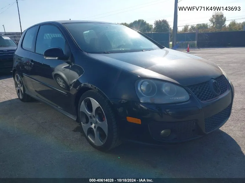 2009 Volkswagen Gti 2-Door VIN: WVWFV71K49W143693 Lot: 40614028