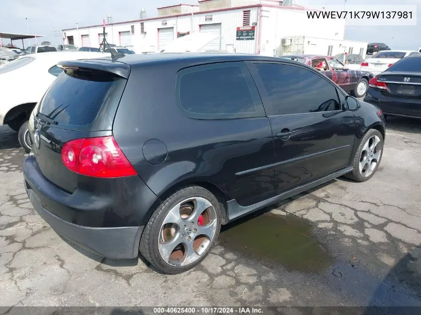 2009 Volkswagen Gti 2-Door VIN: WVWEV71K79W137981 Lot: 40625400