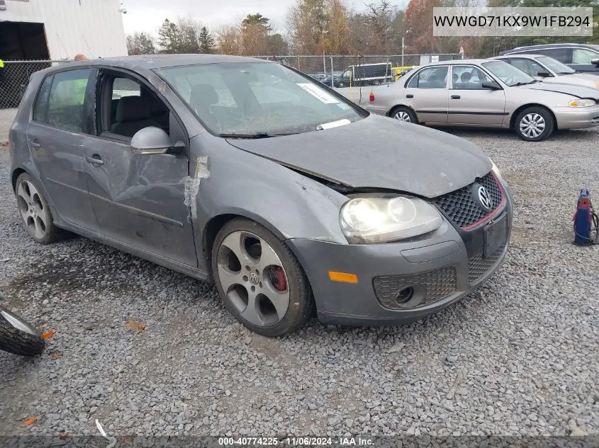 2009 Volkswagen Gti 4-Door VIN: WVWGD71KX9W1FB294 Lot: 40774225